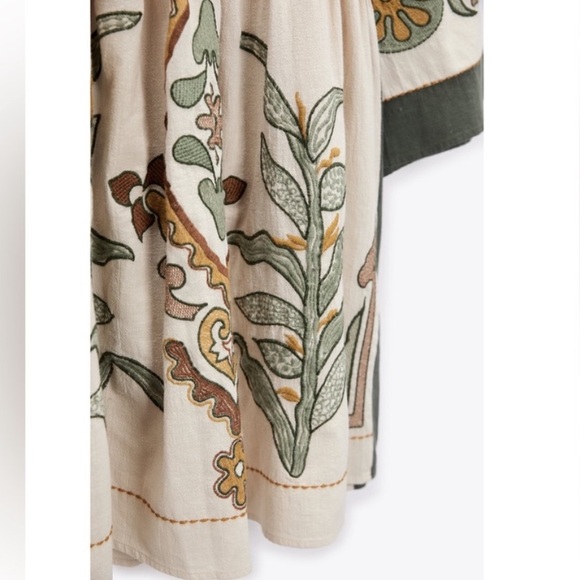 ZARA NWOT EMBROIDERED LINEN BLEND DRESS NWOT🌸 - Picture 5 of 9